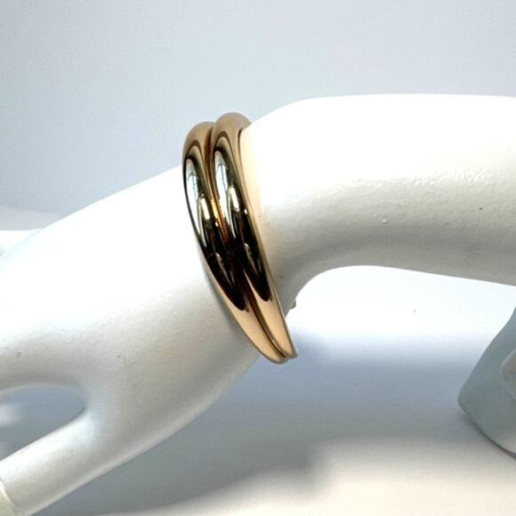 Ann Taylor LOFT Gold Bangle Stacked Bracelet Cuff Statement - Picture 5 of 5